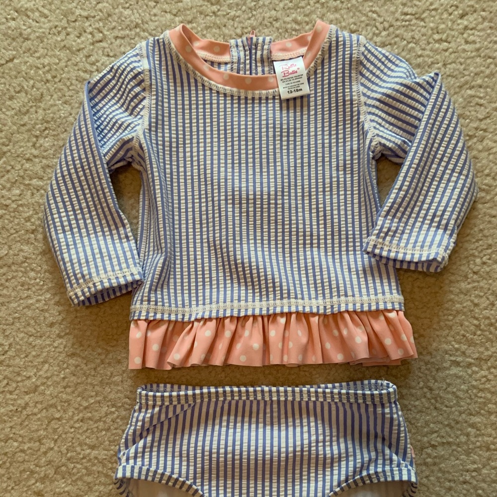 Ruffle butts rash guard swimset 12-18 m